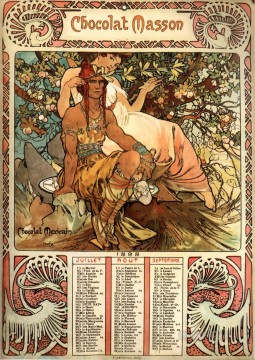Manhood 1897 カレンダー チェコ アール ヌーボー独特のアルフォンス ミュシャ Oil Paintings